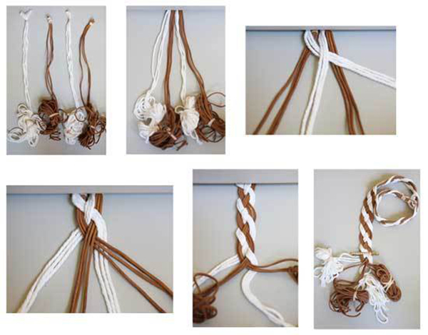 Cuting leather rope and cotton into 6 parts