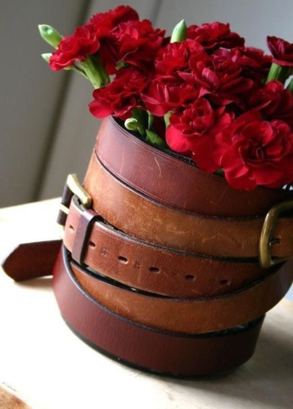 Flower vase made by belt.
