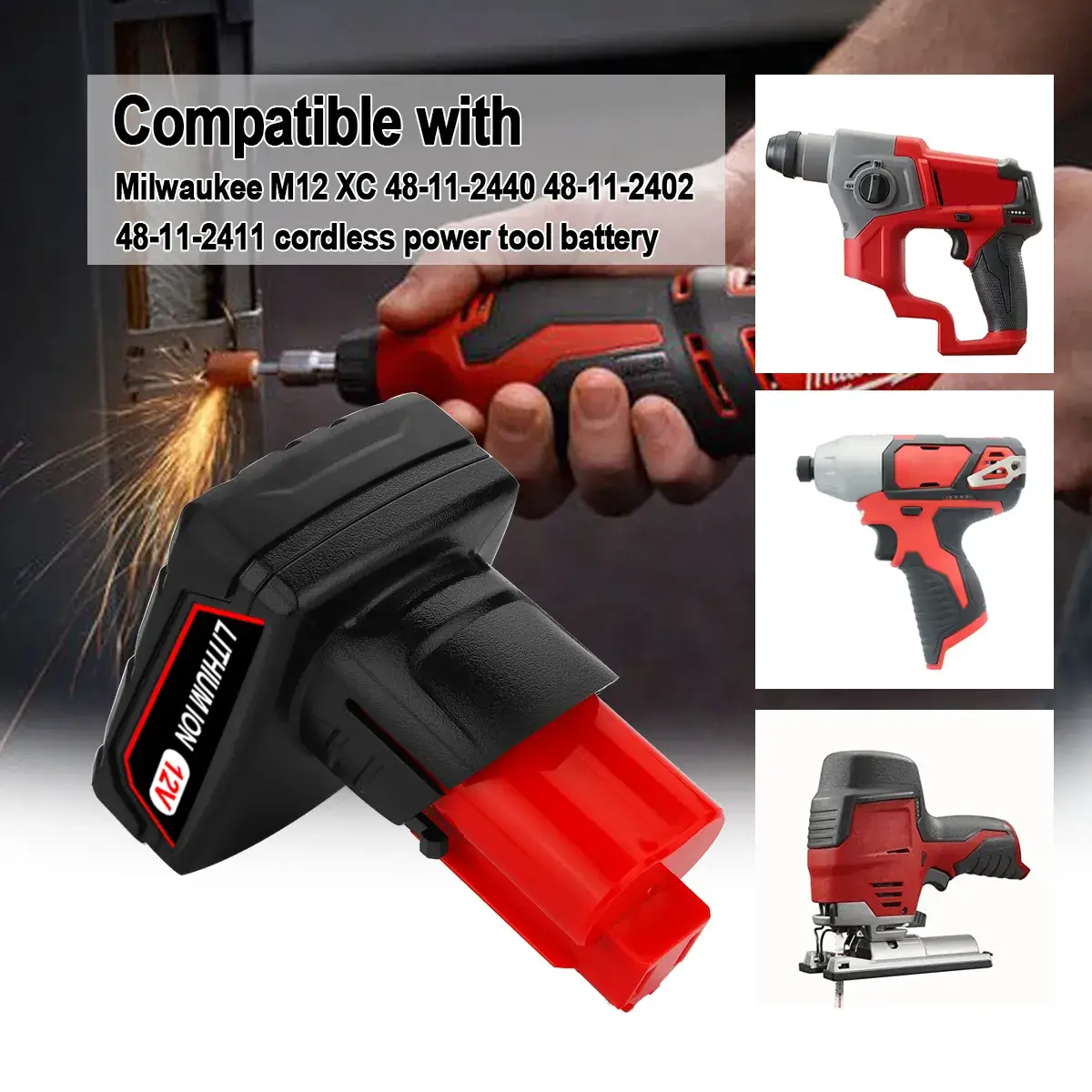 Replacement Milwaukee M12 Battery 6 Cells Replacement Milwaukee M12 Battery 6 Cells
