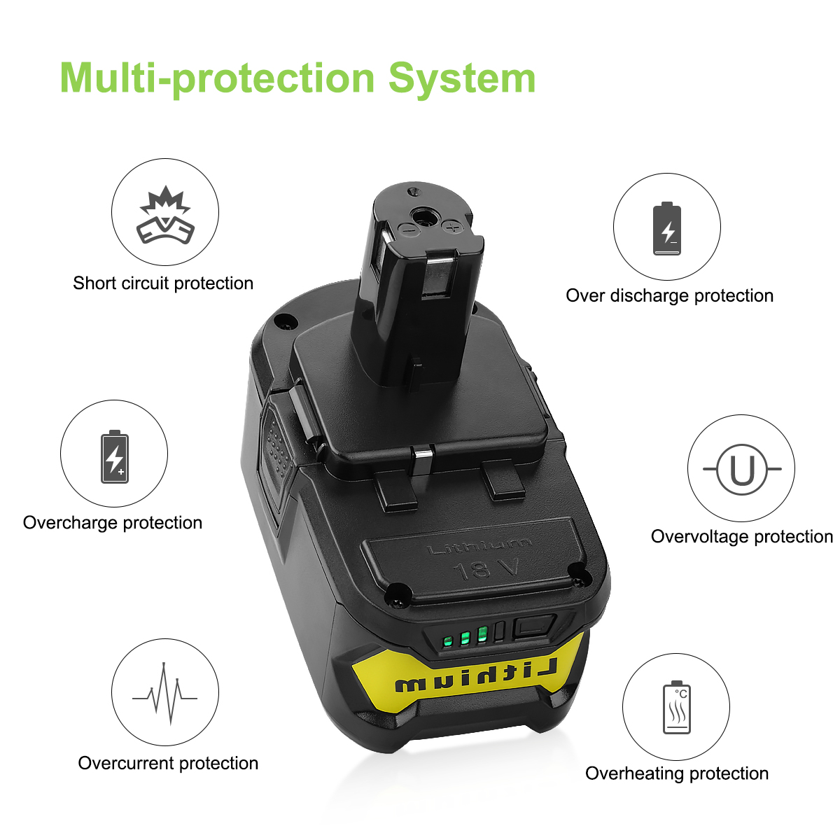 for Ryobi 18V Battery