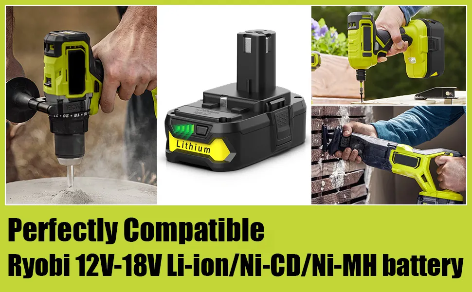 Replacement Ryobi 18v One+ Battery For Ryobi One+ Power Tools