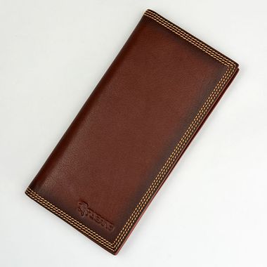 Man Bi-Fold Long Genuine Leather Wallet