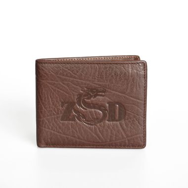 Brown Leather Bifold Wallet with Flap Out ID Window