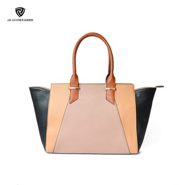 Top Handles Lady PU Leather Multi-Block Patchwork Handbag