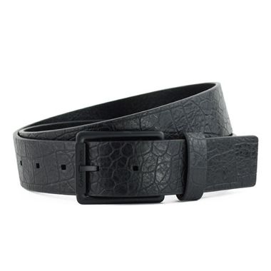 Fashion Alligator Textured Leather Belt with Blue Tab