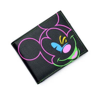 Black Mickey Mouse Printed Bi-Fold PU Wallet