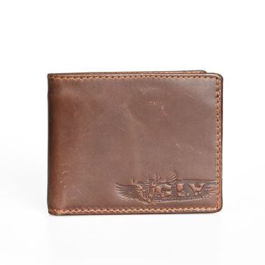 Men Brown Leather Wallet with Internal Zip Pocket