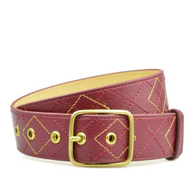 Stitched PU Leather Belt for Women with Single Prong Buckle