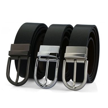 Split Genuine Leather Belt with Reversible Pin Buckle