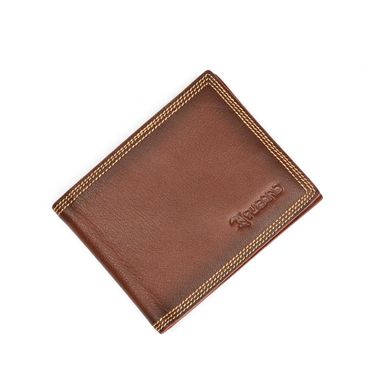 Man Brown Leather Wallet with Internal Contrast Color Design
