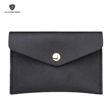 Black Saffiano Leather Name Business Card Holder for Women