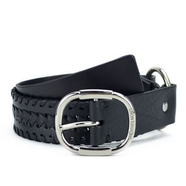 Black Braided Leather Chain Belt for Women