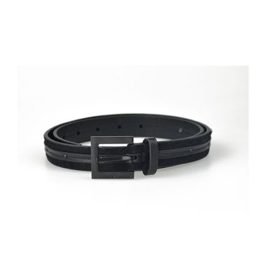 Black Haircalf Belt for Women with Black Buckle