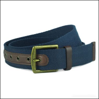 Man Webbing and Leather Belt