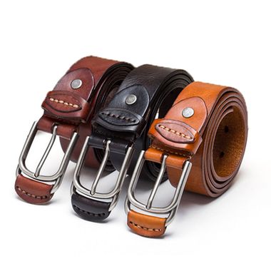 Italian Leather Belt with Leather Covered Buckles