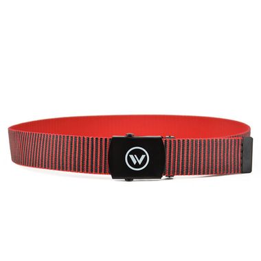 Kids Black Striped Red Webbing Belt with Slider Buckle