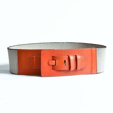 Fashion Custom Lady Fashion Elastic Webbing and Genuine Leather Belt