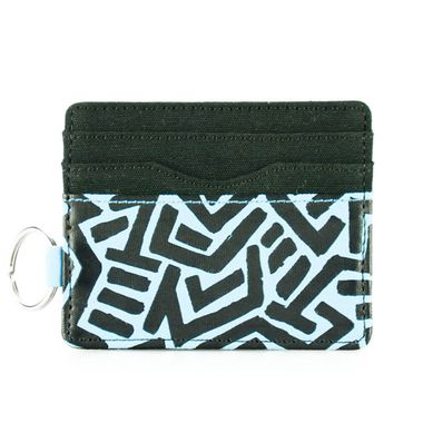 Black Printed Canvas Card Case