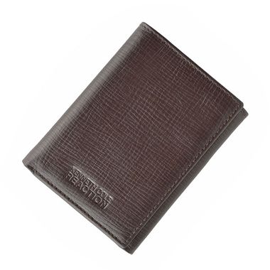 Man Brown Trifold Textured Genuine Leather Wallet