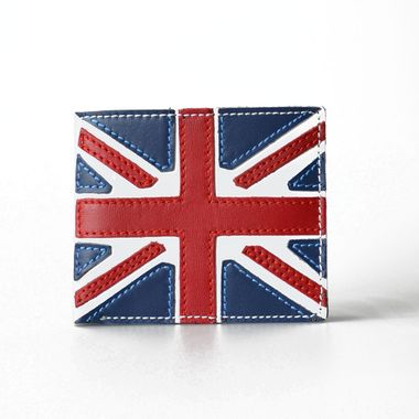 Leather Bifold Wallet with Patched UK Flag