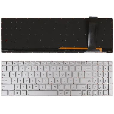 US laptop keyboard for asus n550 series with backlit silver