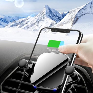 C6 Newest 15W Smart Sensor Super Fast Charging Wireless phone holder Mini Car Charger Gravity Stretchable Hook