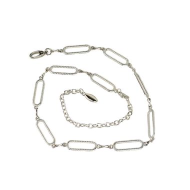 Woman Silver Shiny Metal Chain Belt