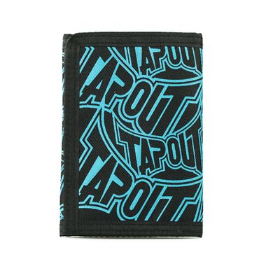 Blue Printed Black Canvas Tri-Fold Wallet with Velcro Closure