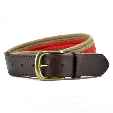 Mens Webbing Belt with Brown Tab and Tip
