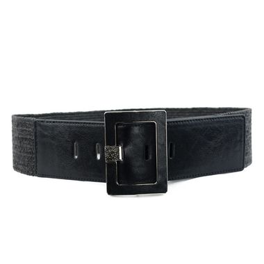 Women Wide Black Elastic Webbing Belt