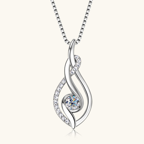 Moissanite Twist Pendant Necklace Sliver Plated Necklace