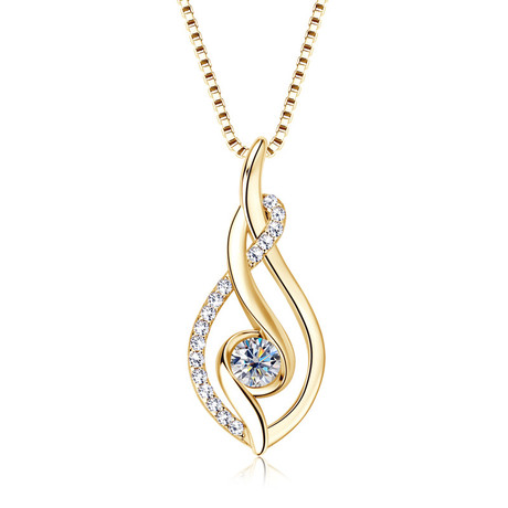 Moissanite Twist Pendant Necklace Gold Plated Necklace
