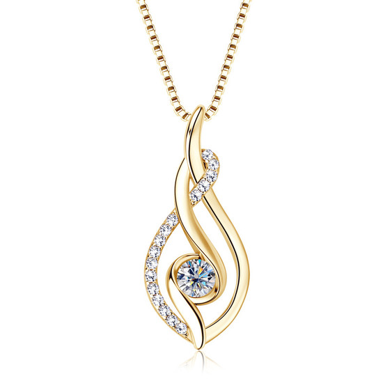 Moissanite Twist Pendant Necklace Gold Plated Necklace