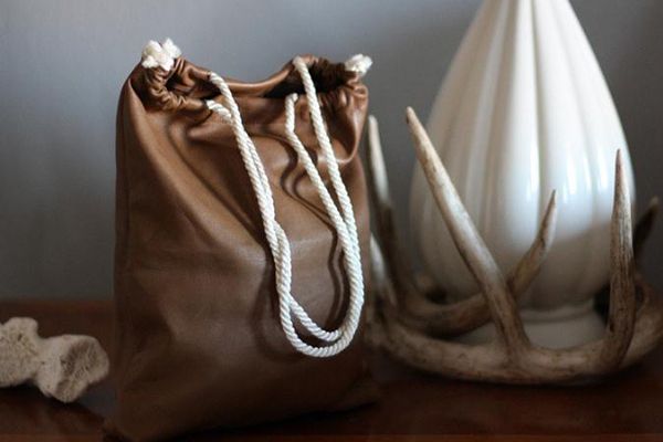 Handmade Simple PU Drawstring Bag