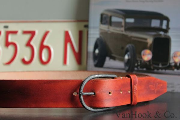 Leather Belt with Hand Forged Belt Buckle