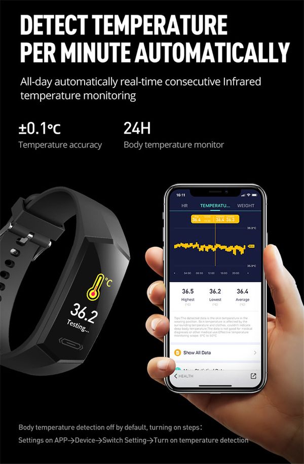Fitness Tracker V17S BP SPO2 Temperature heart rate reloj ip68 Sports ...