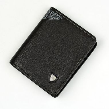 Man Genuine Leather Wallet with Metal & Printed Logo