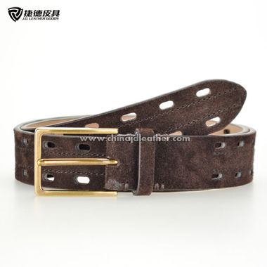 Edge Punched Suede Leather/PU Belt for Lady