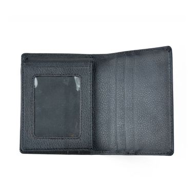 Black Leather Card Holder with ID Window