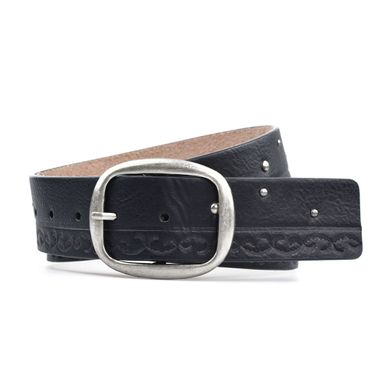 Debossed Split Leather Belt for Lady with Round Buckle