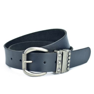 Men Leather Belt with Metallic Loops & Roller Buckle