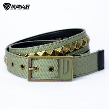 Men Webbing Belt with Studded Metal Claw Nails Rivets