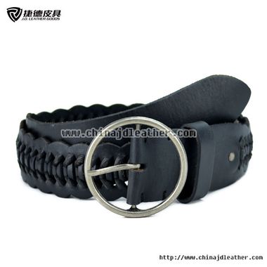 Black Braided Leather Belt for Lady