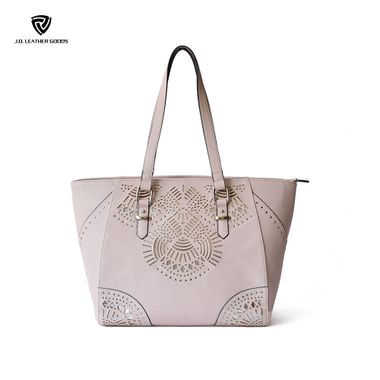 Pink Hollow Texture Lady PU Handbag