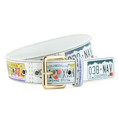 Men Printed PU Belt with Rose Gold Buckle