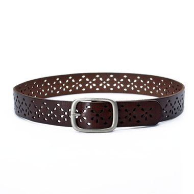 Ladies Waxed Leather Belt with Patterns