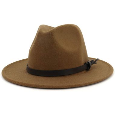 Fedora Hats with Belt Buckle Wide Brim Panama