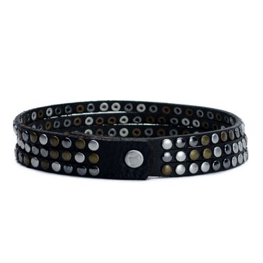 Leather Bracelet Riveted with Triple Color Rivets