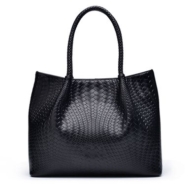 Women Braided Pattern Genuine Leather Handbag