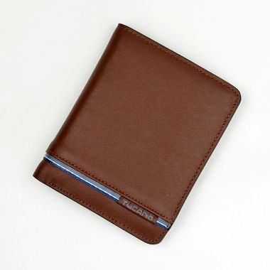 Man Stitched Fabric Genuine Leather Wallet